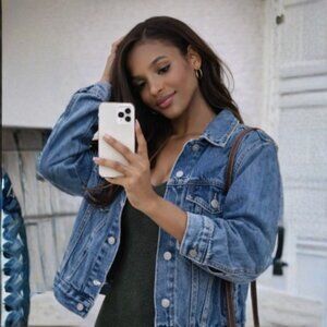 Lucky Brand Oversized Denim Jacket Bundle + H&M Rib Knit Maxi Dress